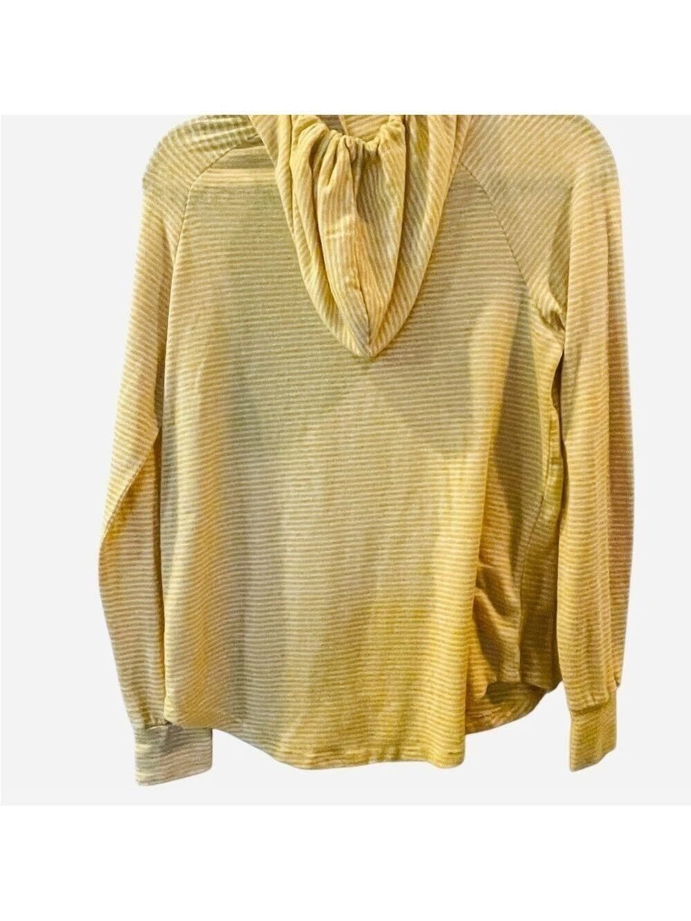 Retrology Women’s Hoodie Shirt Yellow White Striped Lightweight Size: Small - Picture 5 of 5